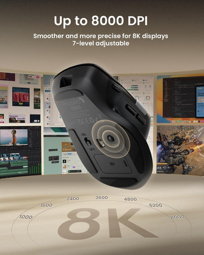 Ergonomic Wireless Mouse,Customizable Bluetooth Rechargeable Mouse