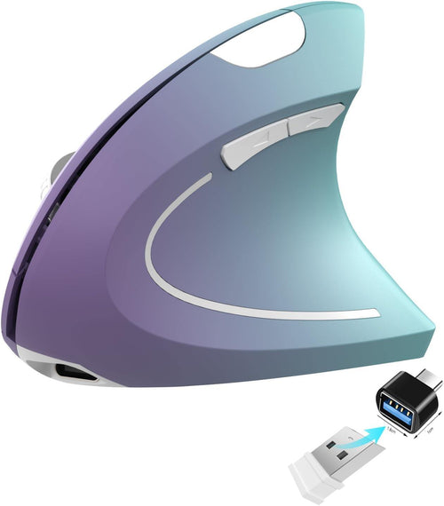 Ergonomic Wireless Rechargeable Mouse, USB A+Type C(2in 1) Connection
