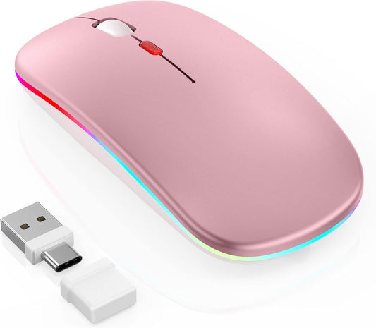 LED Bluetooth Mouse  - Built-in Mouse Jiggler ,Rechargeable Silent Mouse