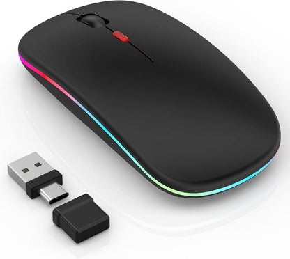 LED Bluetooth Mouse  - Built-in Mouse Jiggler ,Rechargeable Silent Mouse