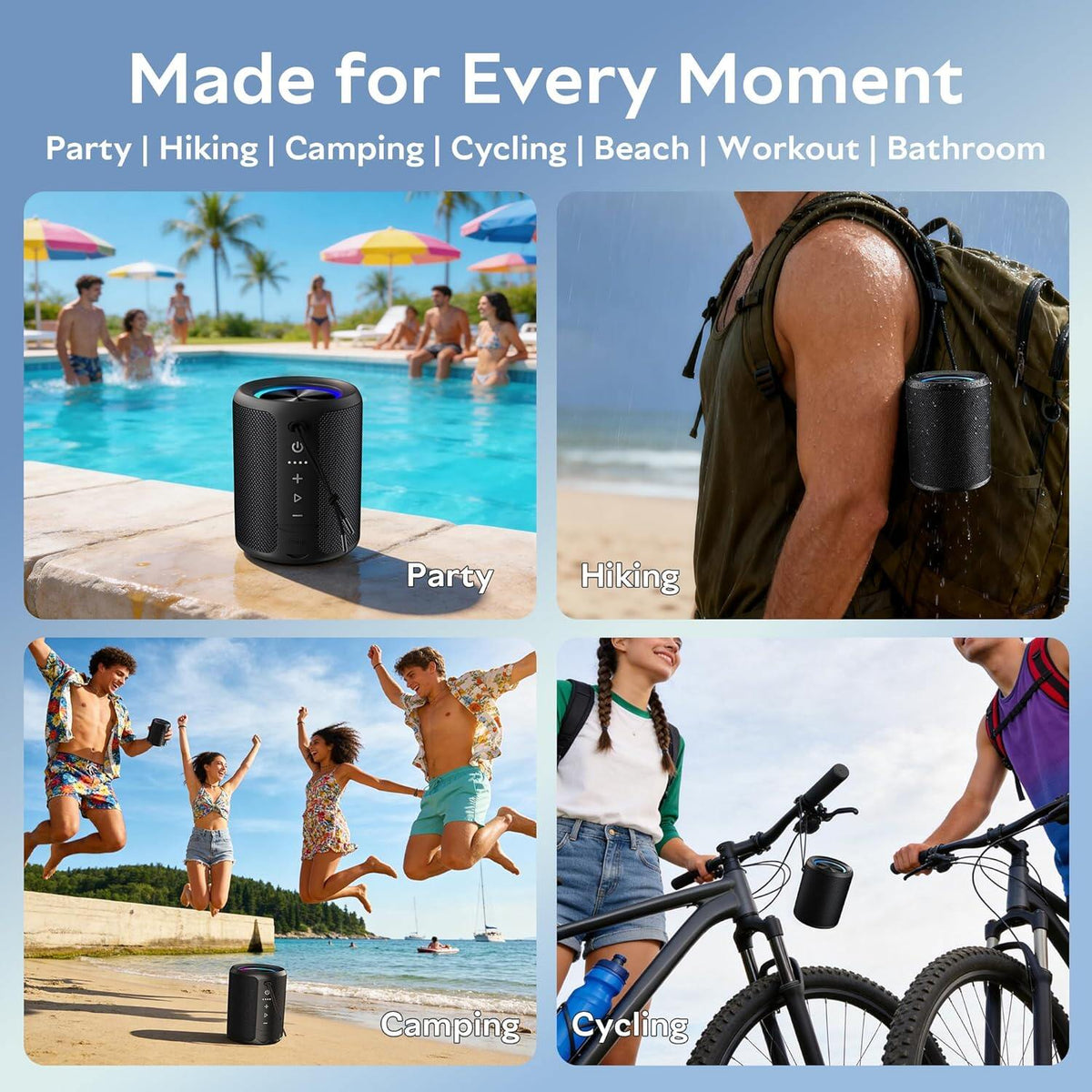 Portable Bluetooth Speaker, IPX7 Waterproof Wireless Speaker