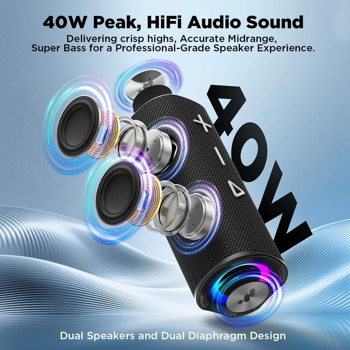 Bluetooth Speaker 40W BT 6.0 Outdoor Portable Bluetooth Speakers