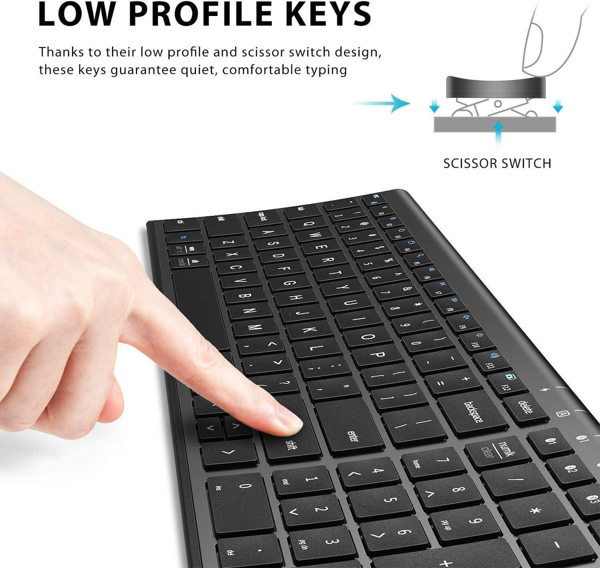 Bluetooth Keyboard, Ergonomic Design, Multi-Device Compatibility