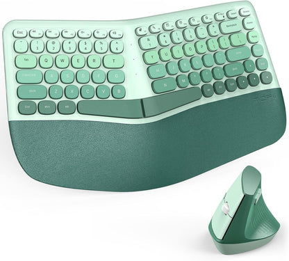 Wireless Keyboard and Mouse Combo,Full-Size Retro Round Keyboard and Mouse
